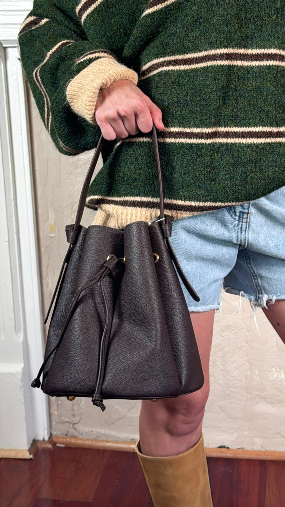 Laguna Chocolate Recycled Vegan Leather Top Handle Bag