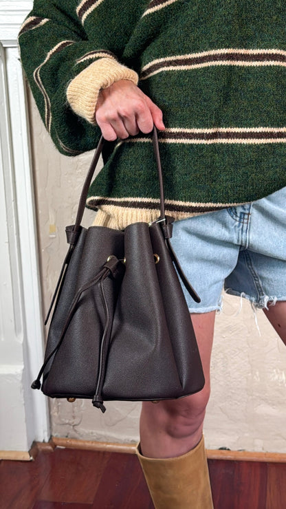 Laguna Chocolate Recycled Vegan Leather Top Handle Bag