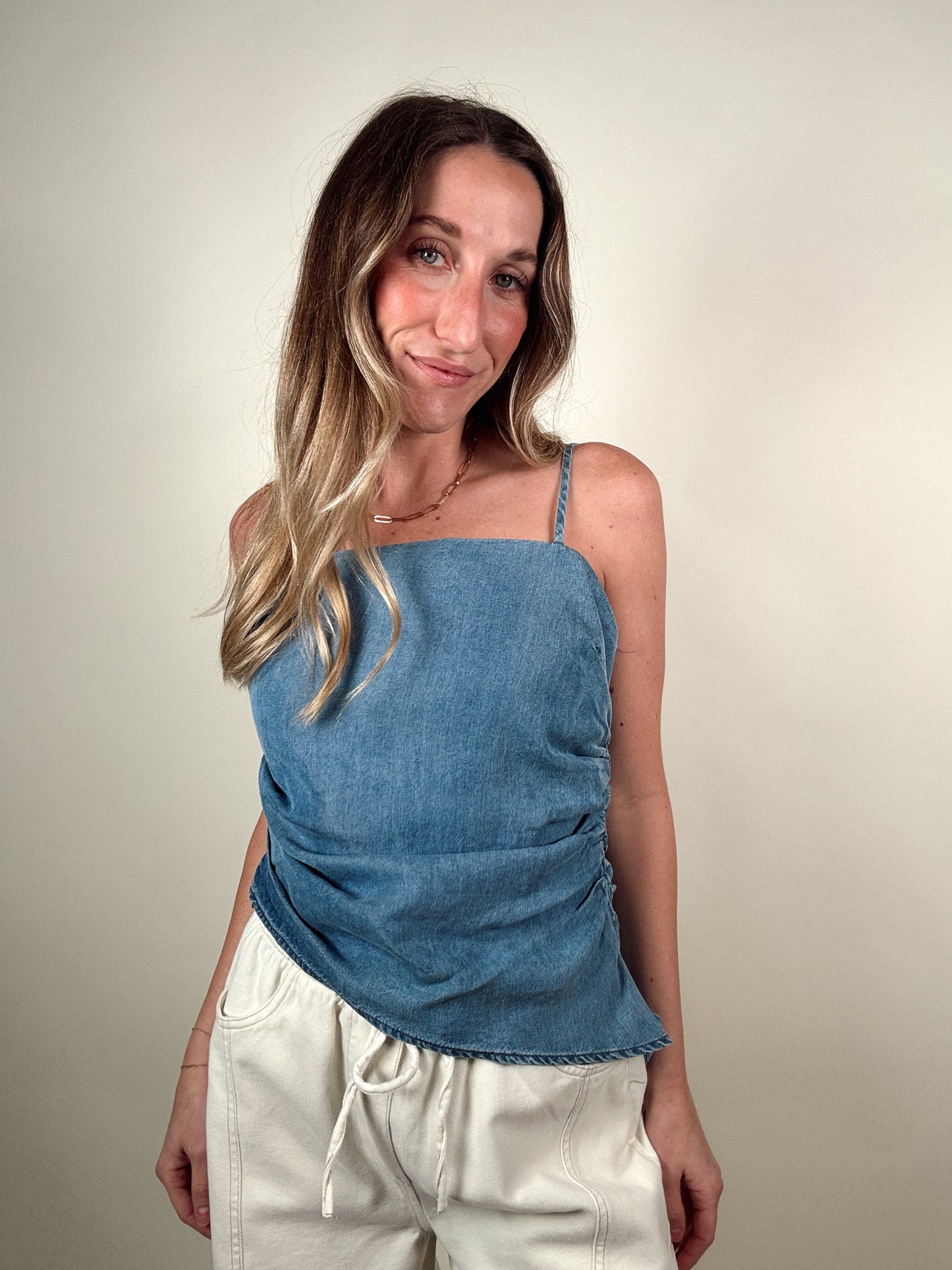 Asymmetrical Denim Top