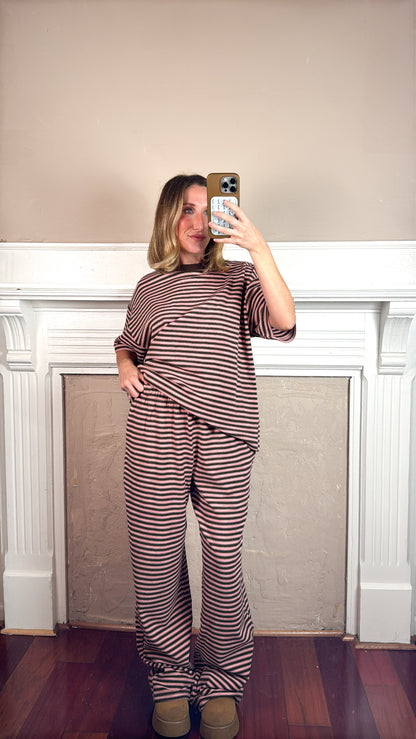 Raspberry Chocolate Striped Pants