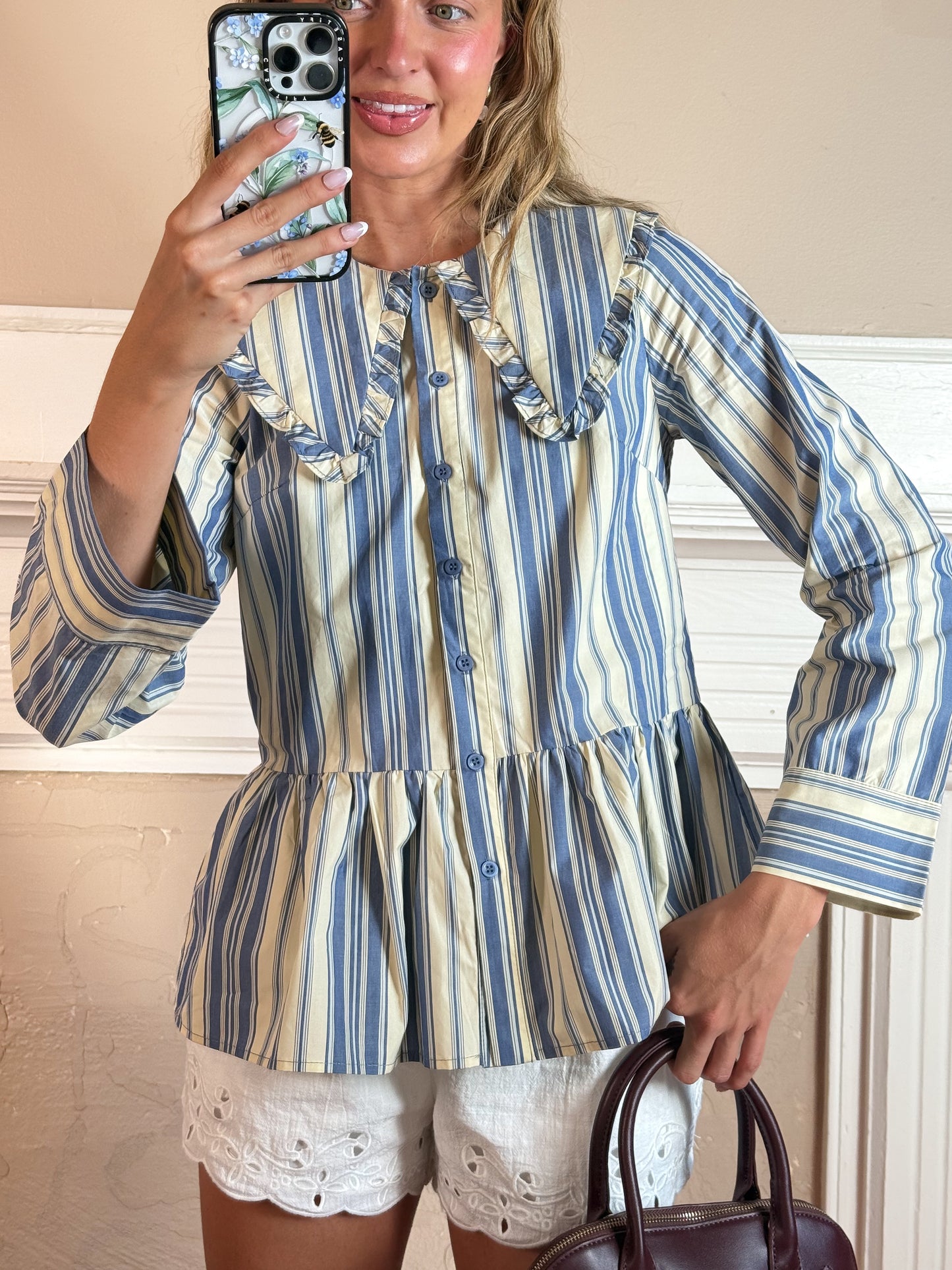 Piper Stripe Collared Long Sleeve Top