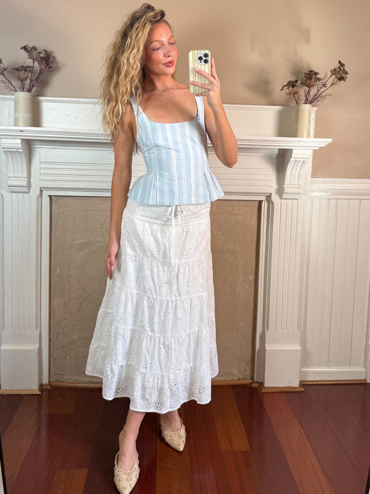 Claudia Eyelet Midi Skirt