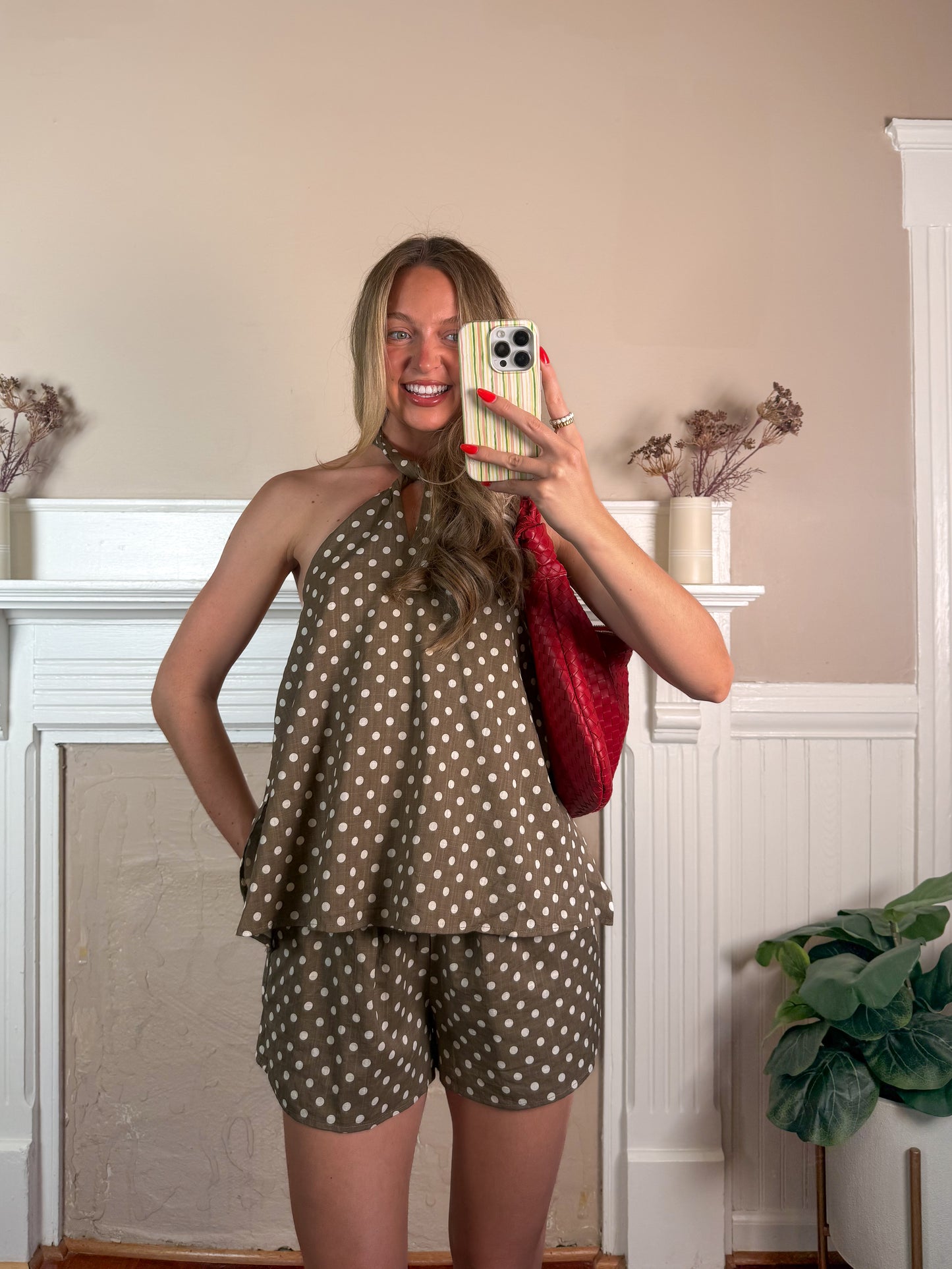Polka Dot Halter Top and Shorts Set