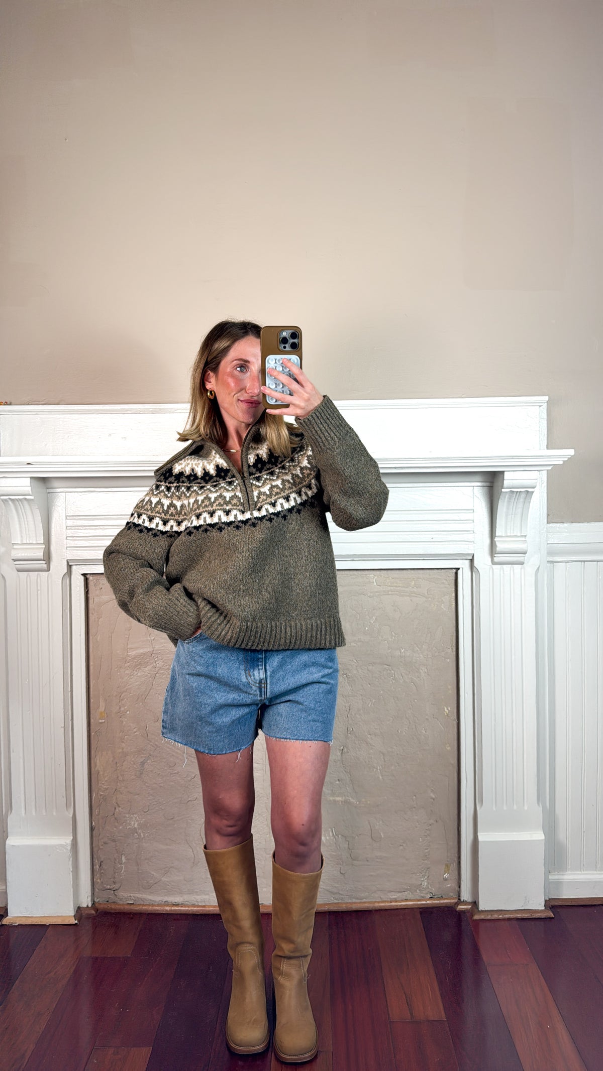 Fair Isle Half Zip Up Pullover