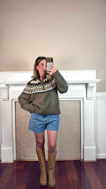 Fair Isle Half Zip Up Pullover