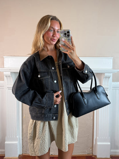 Mix Media Oversize Denim Jacket