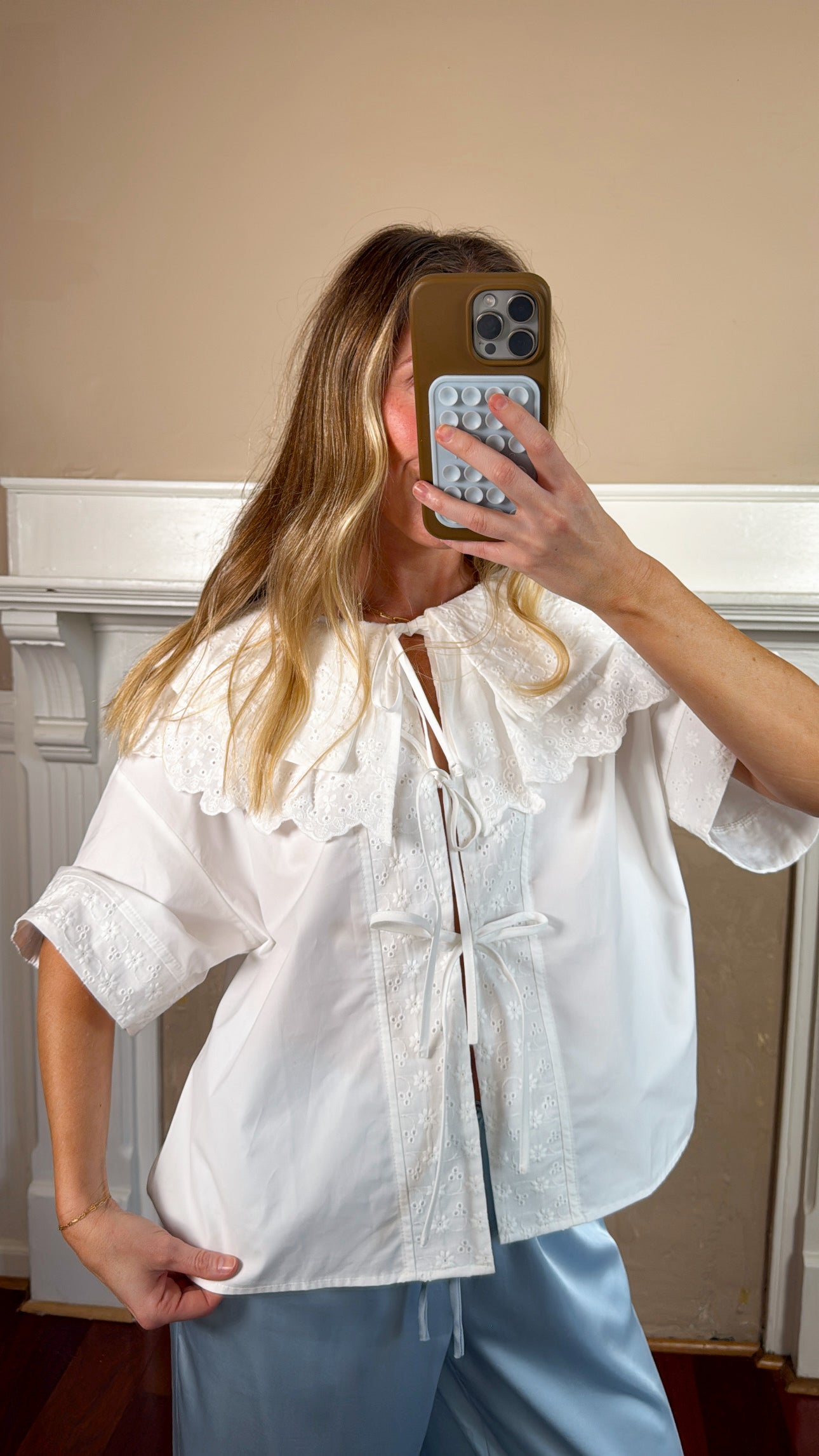 Scallop Eyelet Blouse