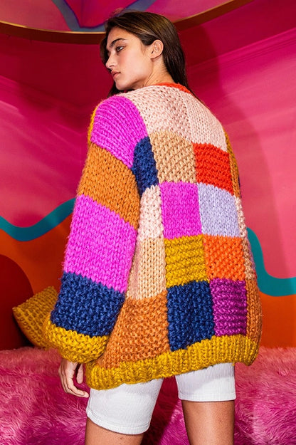 Carroll Color Block Crochet Cardigan