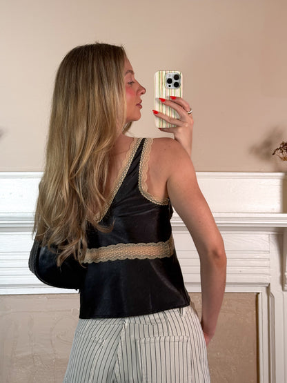 My Darling Contrast Lace Trim Top