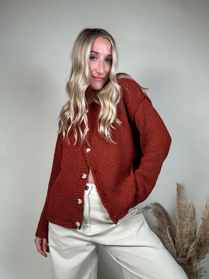 Bethany Button Up Cardigan - Brick