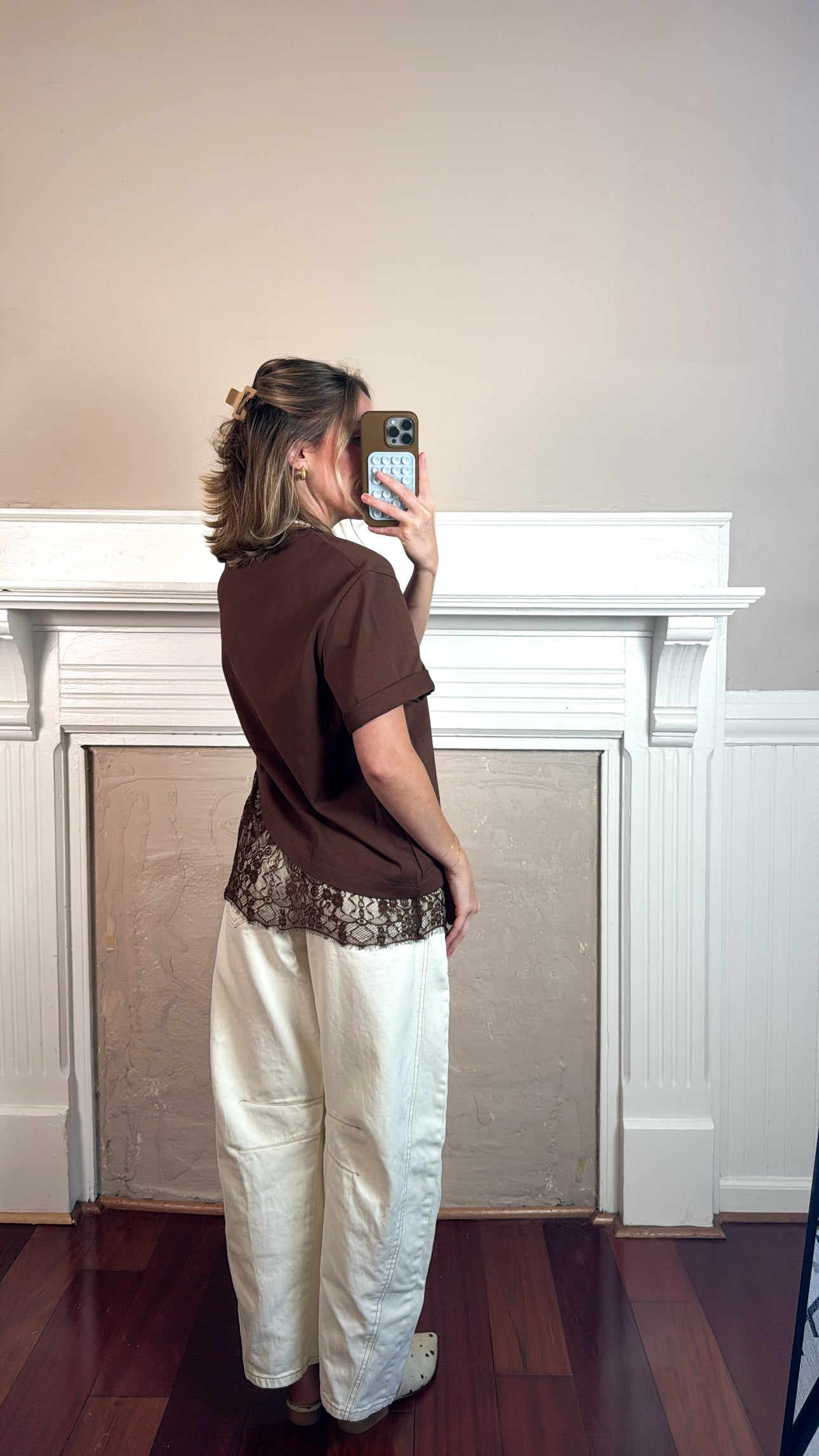 Camila Layered Hem Tee Top - Brown
