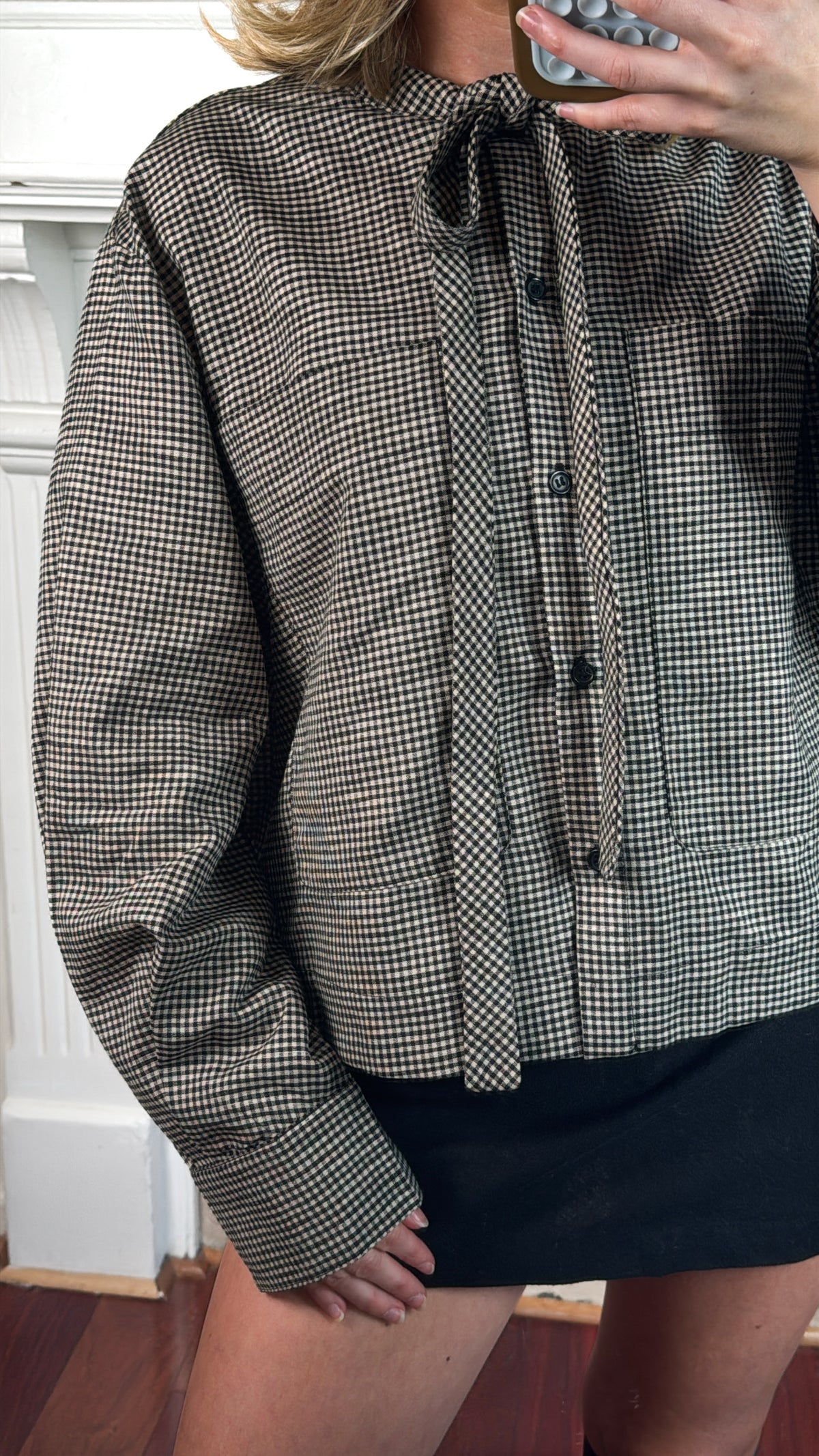 Mojo Plaid Bow Tied Collar Shirt