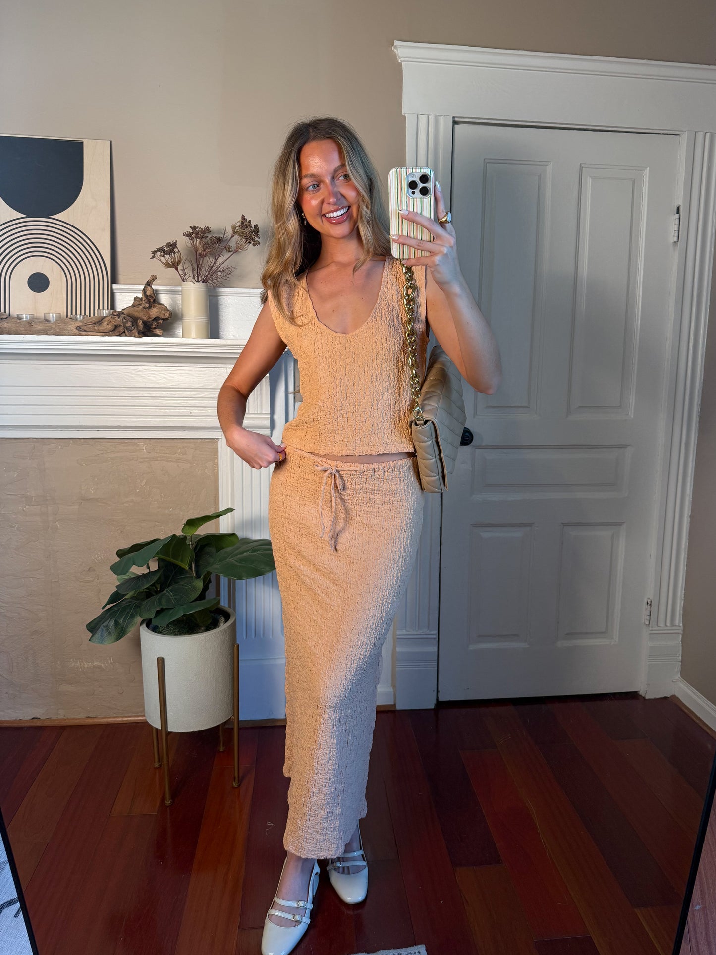 Yvette Top and Skirt Set - Apricot
