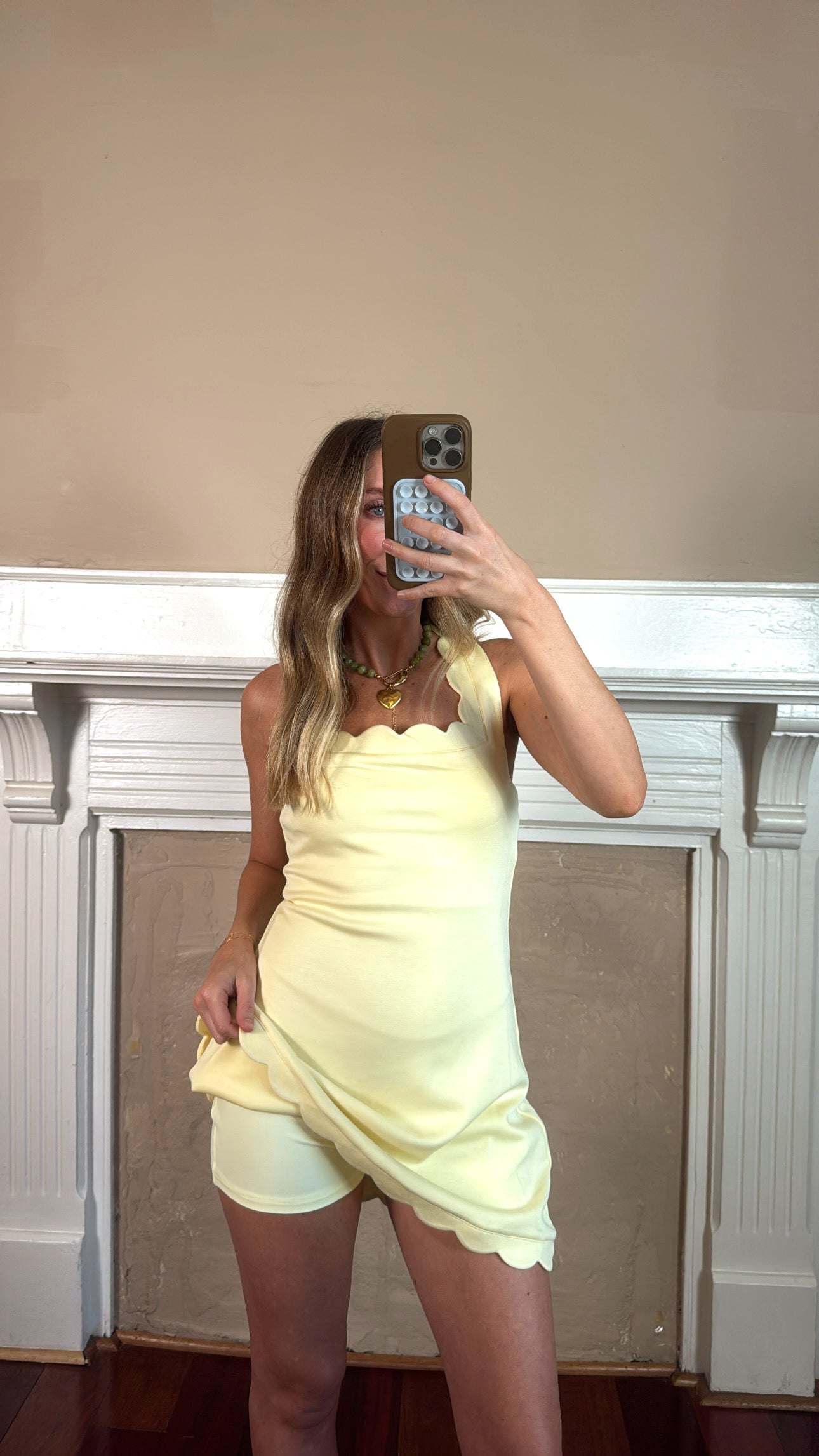 Scallop Scuba Mini Dress - Butter