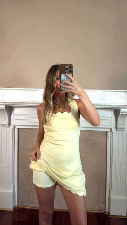 Scallop Scuba Mini Dress - Butter