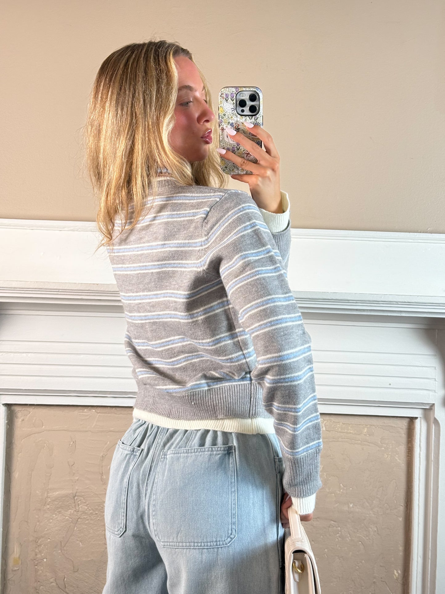 Layer Button Up Cardigan - Heather Grey
