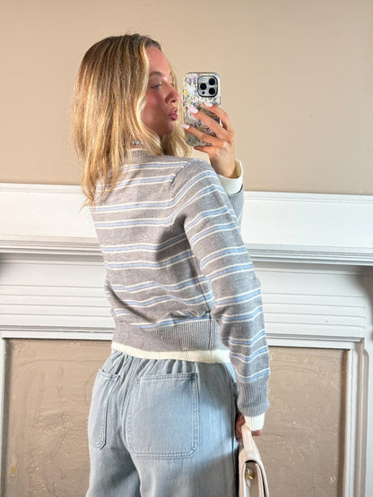 Layer Button Up Cardigan - Heather Grey