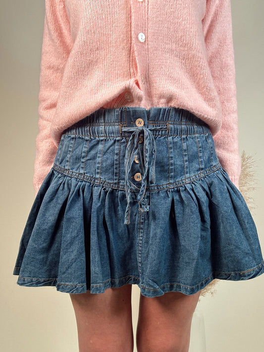 Denim Pintuck Detail Skirt