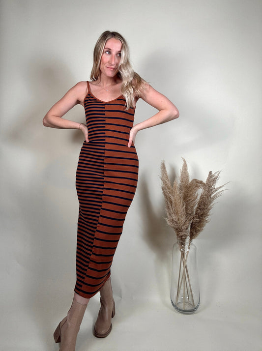 Multi-Color Striped Knit Cami Dress