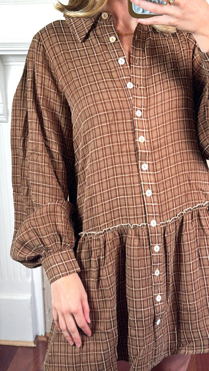 Caden Plaid Shirt Mini Dress