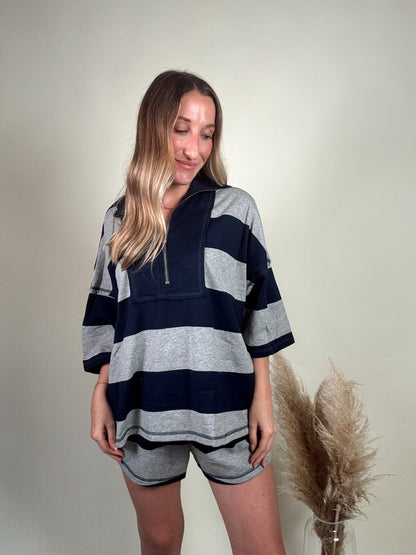 Free Falling Striped Top and Shorts Set