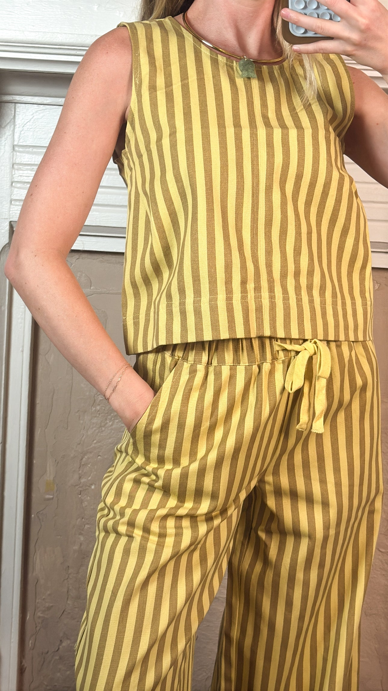 Kenny Striped Top and Pants Set - Yellow