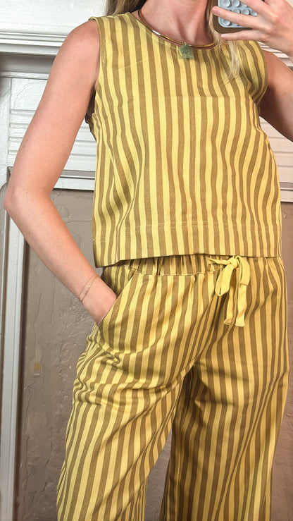 Kenny Striped Top and Pants Set - Yellow