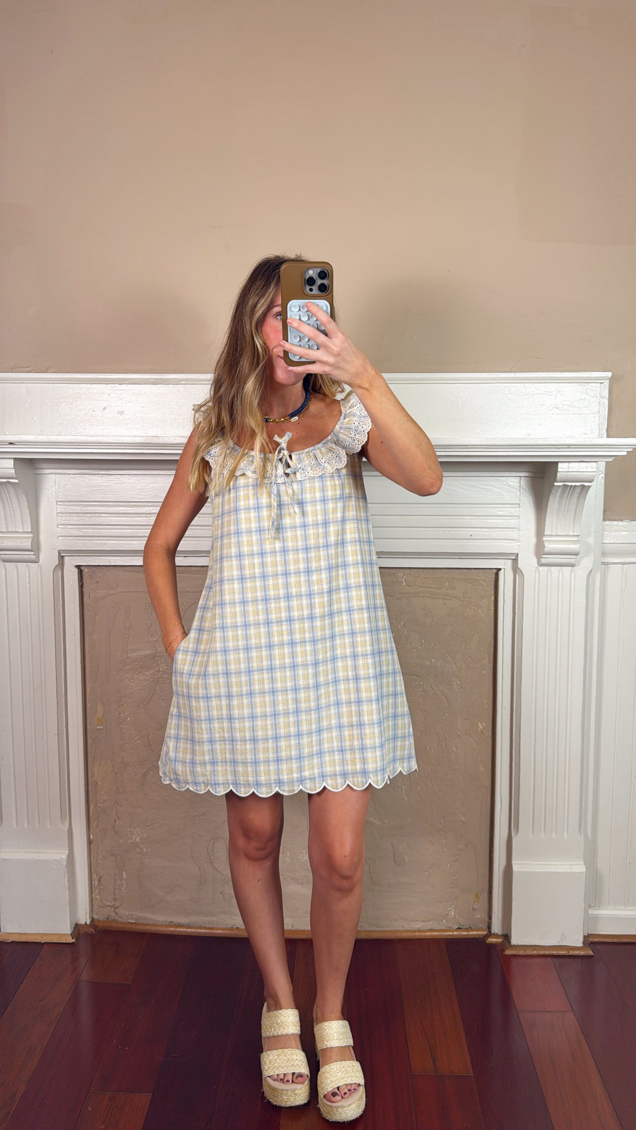 Plaid Ruffle Mini Dress
