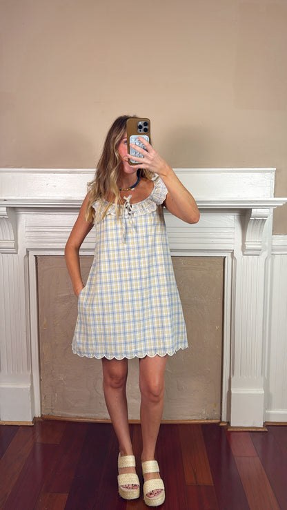 Plaid Ruffle Mini Dress
