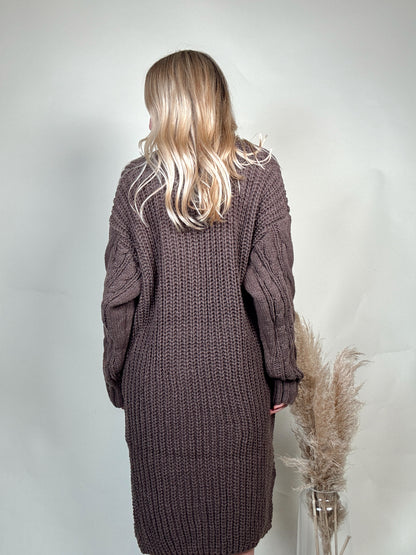 Casey Cable Knit Cardigan - Brown