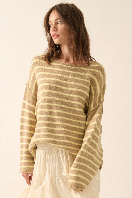 Morgan Striped Knit Sweater - Sand/Butter