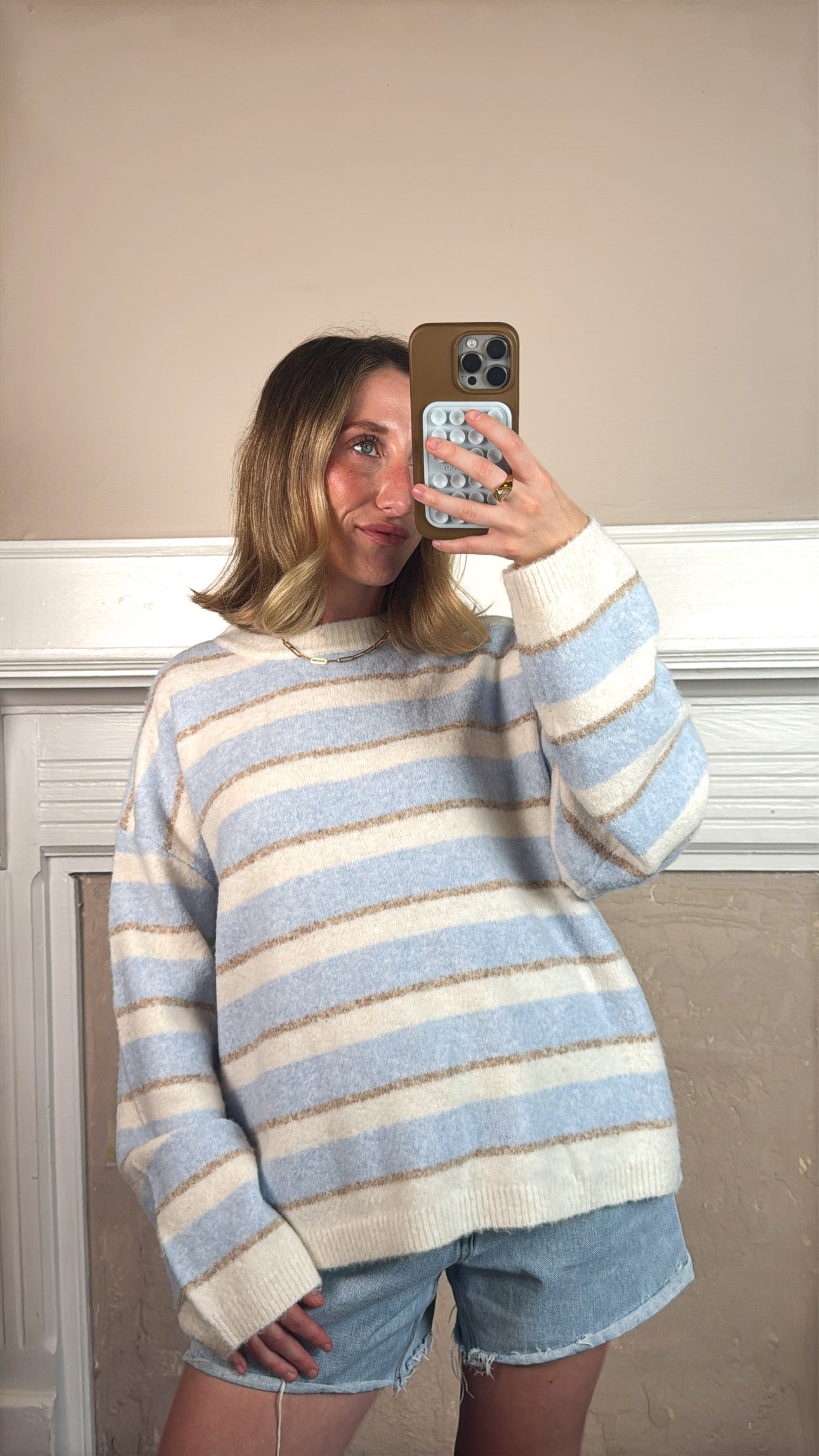 Multi Stripe Crew Neck Sweater