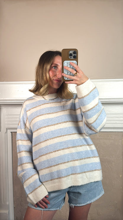 Multi Stripe Crew Neck Sweater