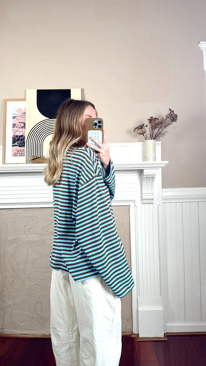 Oversized Striped Basic Top