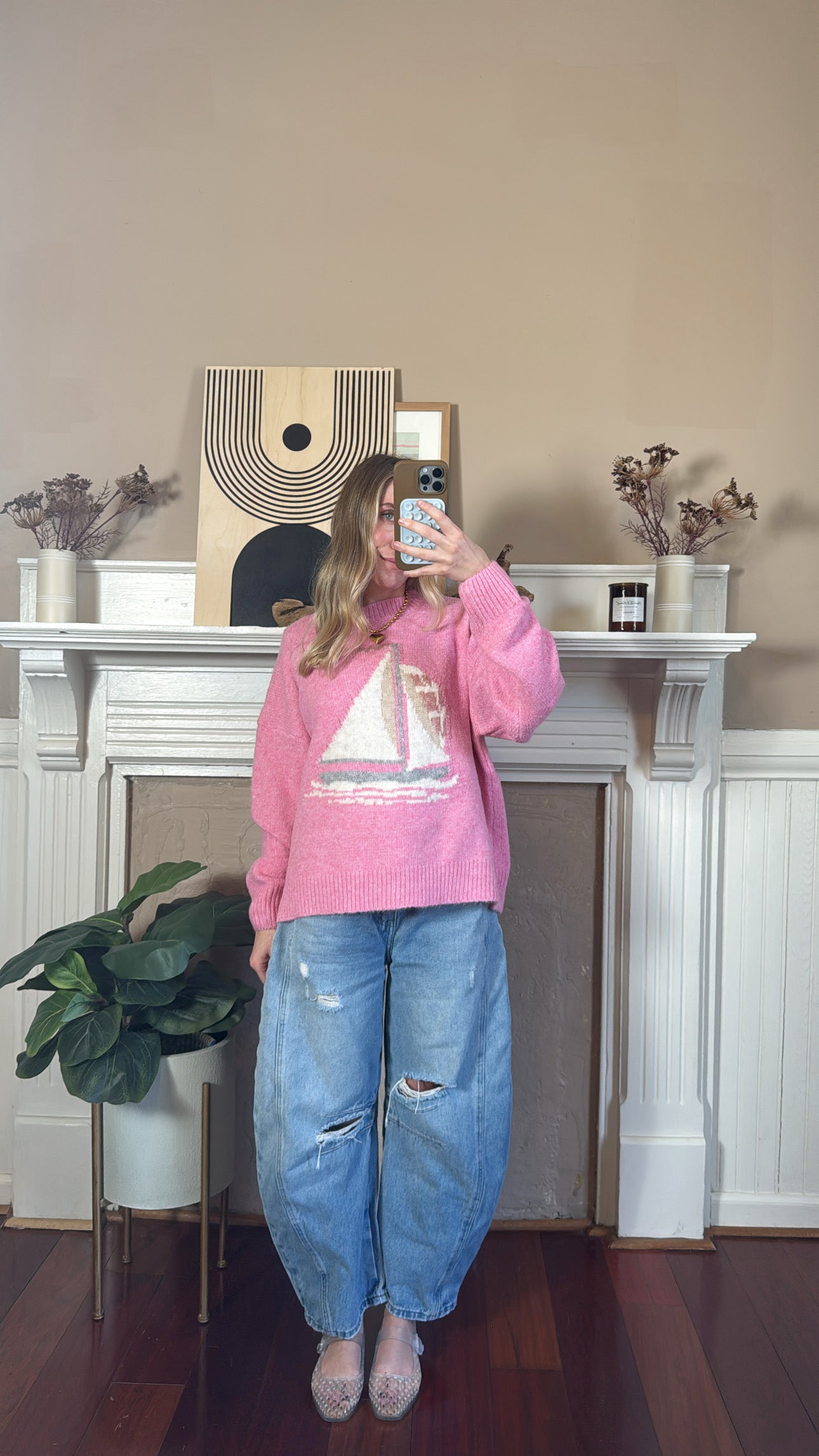 Sailboat Sweater - Pink