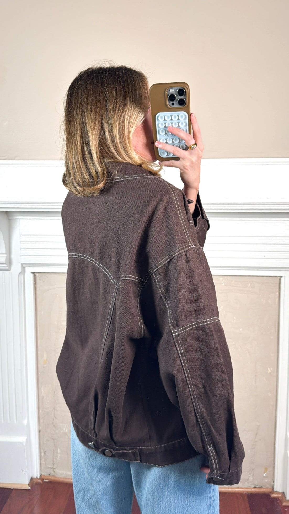 Oversized Twill Button Up Jacket