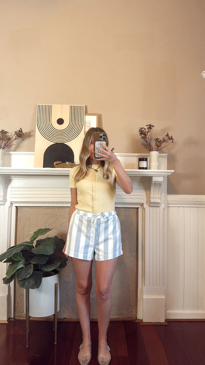 Sky Striped Denim Shorts