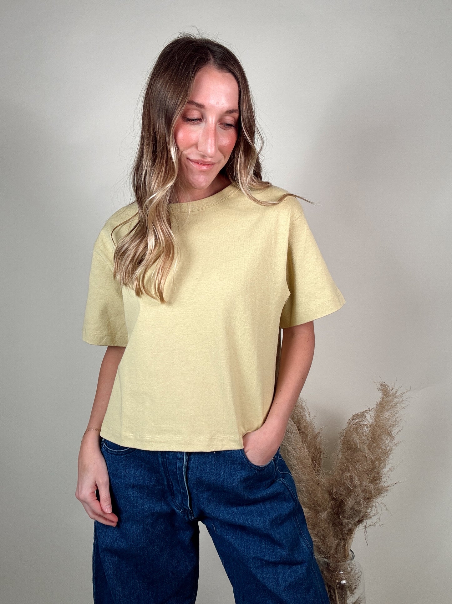 Short Sleeve Boxy Top - Lemon