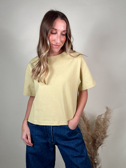 Short Sleeve Boxy Top - Lemon