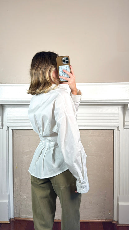 Cinched Pintuck Structured Blouse