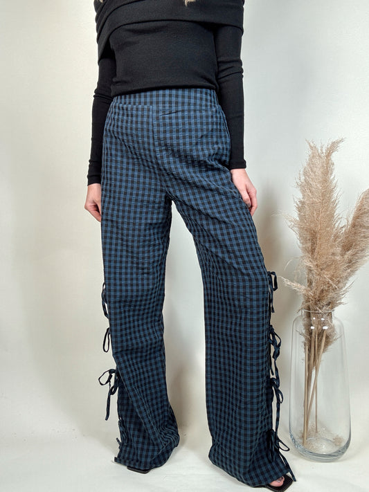 Gingham Side Tie Pants