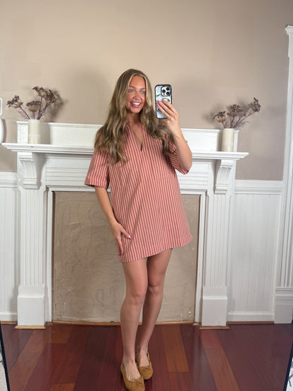 Carlie Stripe Collard Dress