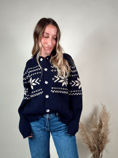 Nordic Snowflake Knit Cardigan