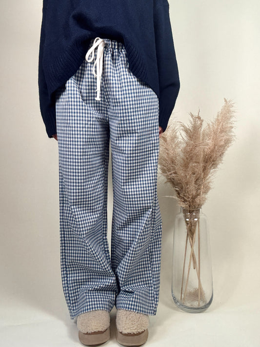 Navy Gingham Pants