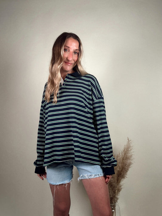 Navy Striped Rugby Top