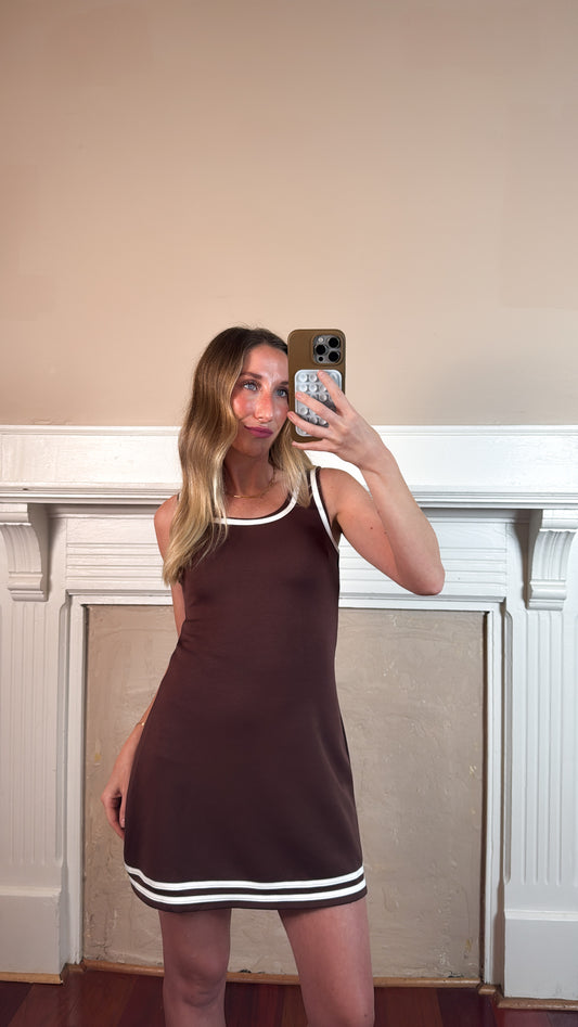 Scuba Mini Dress - Brown