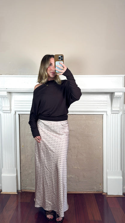 High-Density Jersey Dolman Sleeve Pullover -Brown