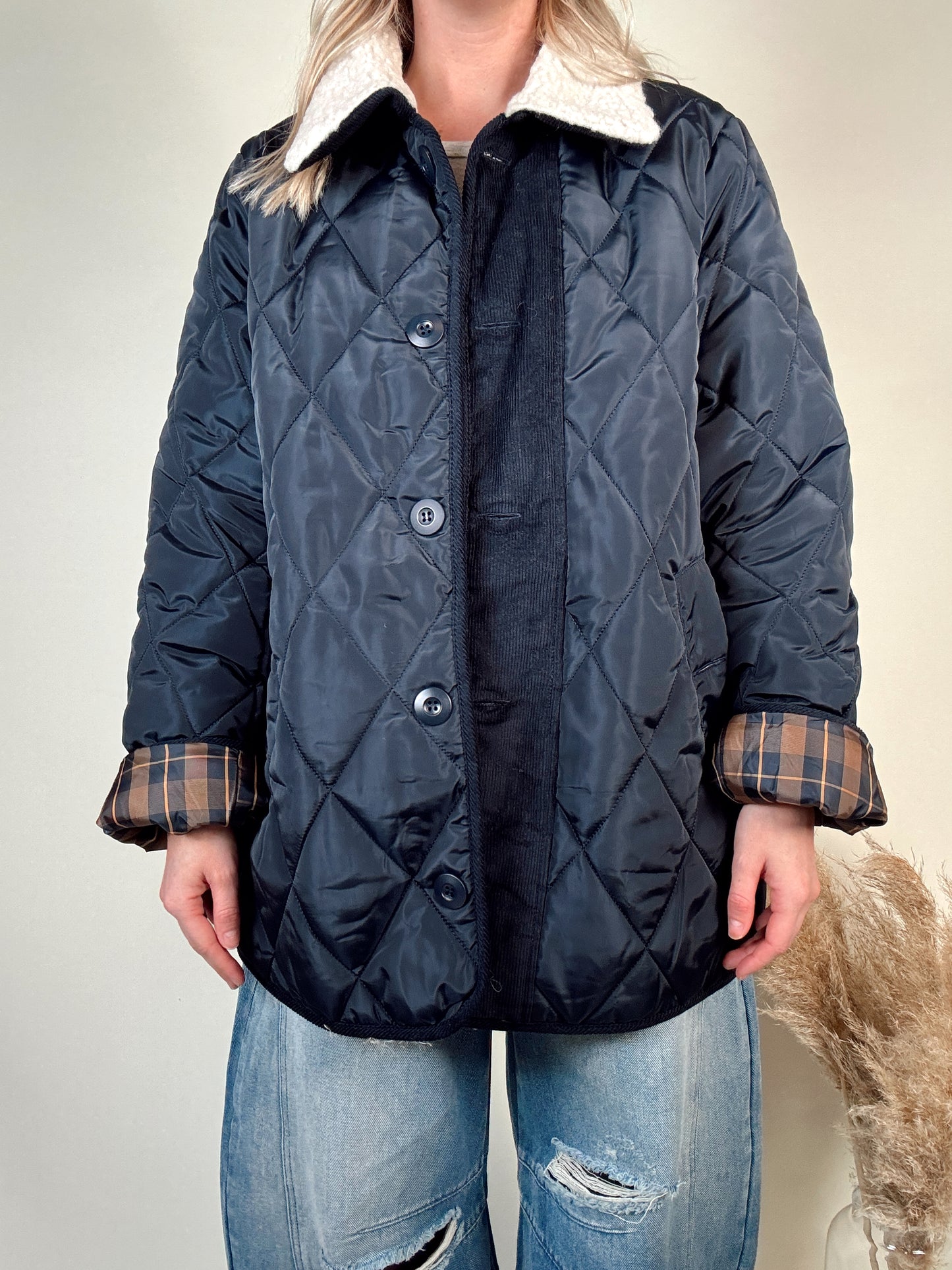 Navy Quilted Jacket