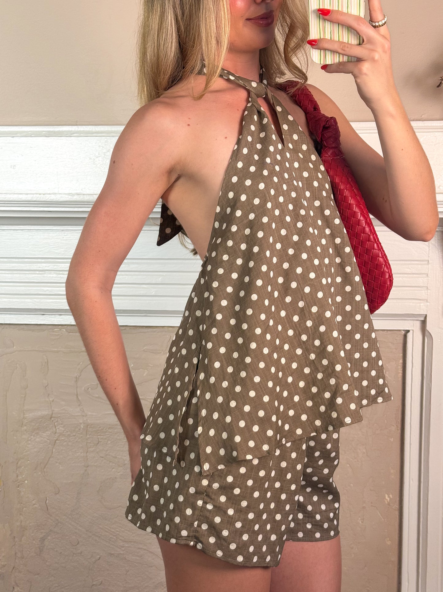 Polka Dot Halter Top and Shorts Set