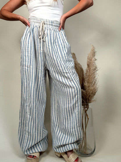 Relaxed Stripe Pure Cotton Trousers